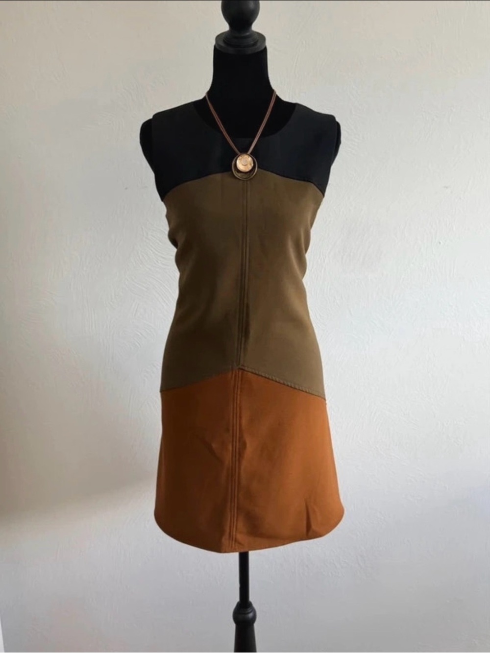 THML Black, Olive & Rust Colorblock Mini Dress